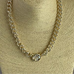 For Sale Chunky Chain Clover Designer Inspired Necklace